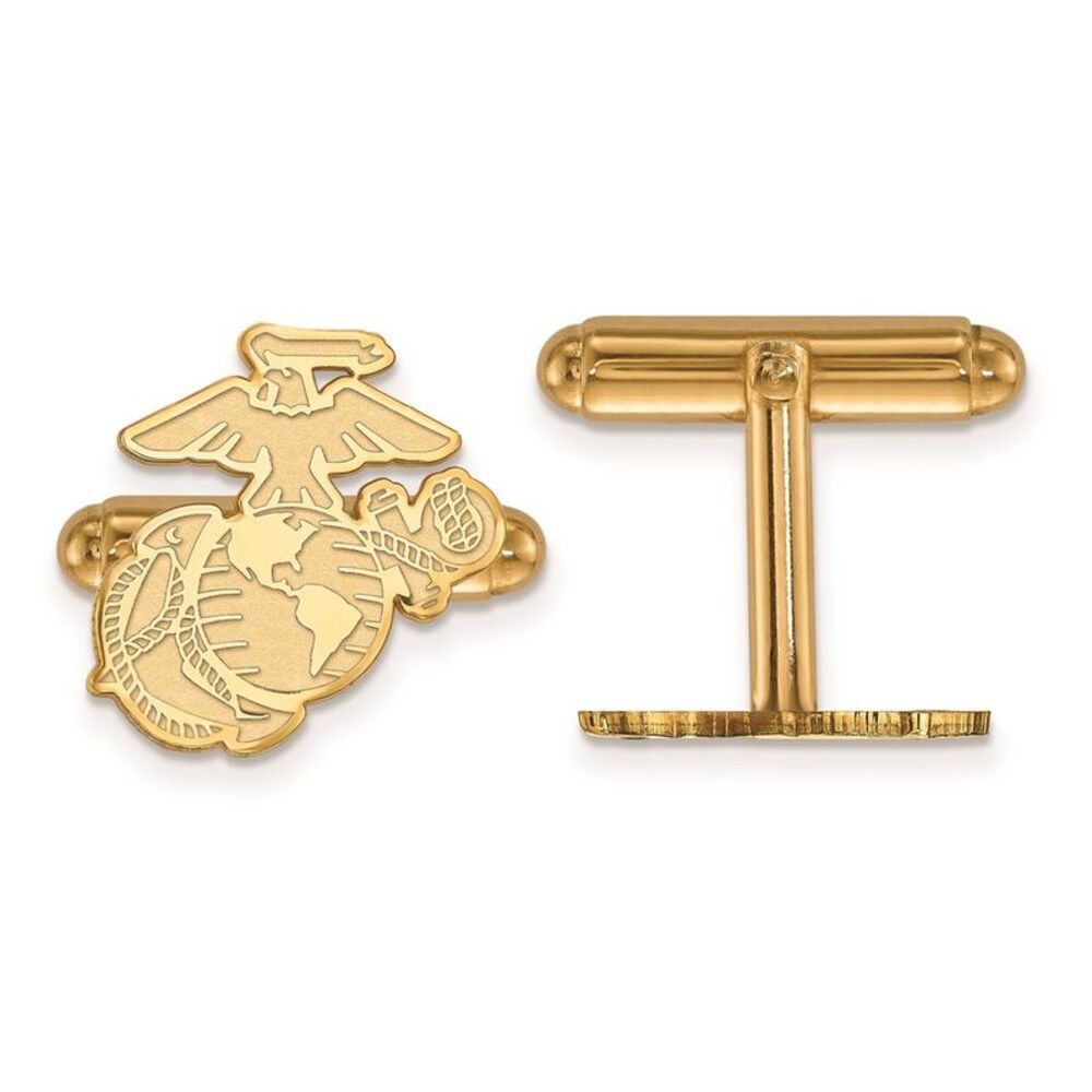 Sterling Silver 14k Yellow Gold Plated U.S. Marine Corps Cuff Links